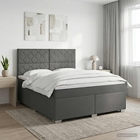 vidaXL Kontinentalsäng med madrass Mörkgrå 180 x 200 cm Tyg