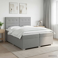 vidaXL Kontinentalsäng med madrass Ljusgrå 200 x 200 cm Tyg