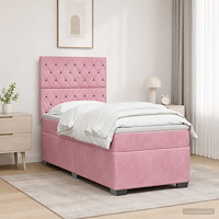 vidaXL Kontinentalsäng med madrass Rosa 80 x 200 cm Sammet