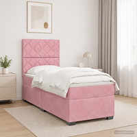 vidaXL Kontinentalsäng med madrass Rosa 100 x 200 cm Sammet