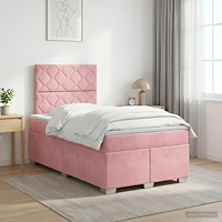 vidaXL Kontinentalsäng med madrass Rosa 120 x 200 cm Sammet