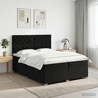 vidaXL Kontinentalsäng med madrass Svart 200 x 200 cm Sammet