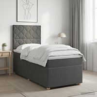 vidaXL Kontinentalsäng med madrass Mörkgrå 100 x 200 cm Tyg
