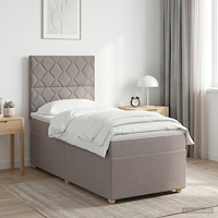 vidaXL Kontinentalsäng med madrass Taupe 100 x 200 cm Tyg