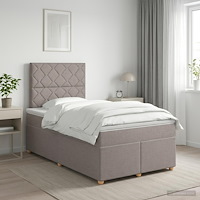 vidaXL Kontinentalsäng med madrass Taupe 120 x 200 cm Tyg