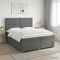 vidaXL Kontinentalsäng med madrass Mörkgrå 200 x 200 cm Tyg