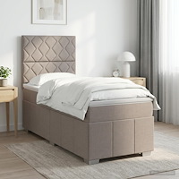 vidaXL Kontinentalsäng med madrass Taupe 100 x 200 cm Tyg