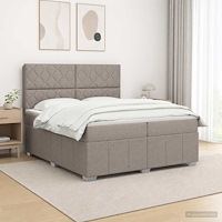 vidaXL Kontinentalsäng med madrass Taupe 200 x 200 cm Tyg