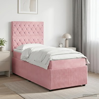 vidaXL Kontinentalsäng med madrass Rosa 80 x 200 cm Sammet