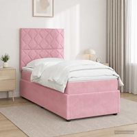 vidaXL Kontinentalsäng med madrass Rosa 100 x 200 cm Sammet