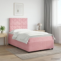 vidaXL Kontinentalsäng med madrass Rosa 120 x 200 cm Sammet