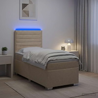 vidaXL Kontinentalsäng med madrass Gräddvit 90 x 200 cm Tyg