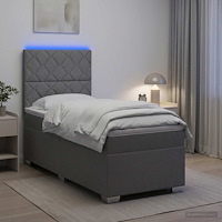 vidaXL Kontinentalsäng med madrass Ljusgrå 90 x 200 cm Tyg