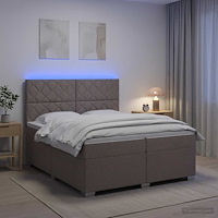 vidaXL Kontinentalsäng med madrass Taupe 200 x 200 cm Tyg