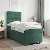 vidaXL Kontinentalsäng med madrass Mörkgrön 90 x 200 cm Sammet