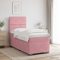 vidaXL Kontinentalsäng med madrass Rosa 100 x 200 cm Sammet