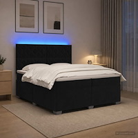 vidaXL Kontinentalsäng med madrass Svart 200 x 200 cm Sammet
