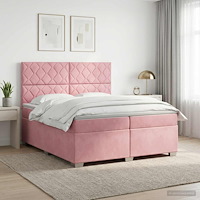vidaXL Kontinentalsäng med madrass Rosa 200 x 200 cm Sammet