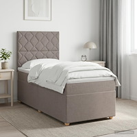 vidaXL Kontinentalsäng med madrass Taupe 90 x 200 cm Tyg