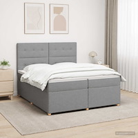 vidaXL Kontinentalsäng med madrass Ljusgrå 200 x 200 cm Tyg
