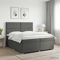 vidaXL Kontinentalsäng med madrass Mörkgrå 200 x 200 cm Tyg