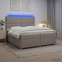 vidaXL Kontinentalsäng med madrass Taupe 200 x 200 cm Tyg