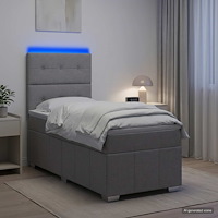 vidaXL LED sängram med madrass med huvudgavel Ljusgrå 100 x 200 cm Tyg