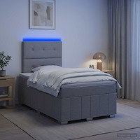 vidaXL LED sängram med madrass med huvudgavel Ljusgrå 120 x 190 cm Tyg