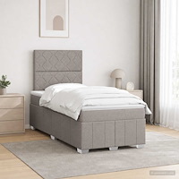 vidaXL LED sängram med madrass med huvudgavel Taupe 120 x 190 cm Tyg