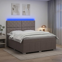vidaXL LED sängram med madrass med huvudgavel Taupe 180 x 200 cm Tyg