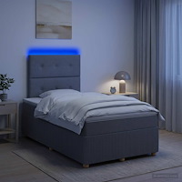 vidaXL LED sängram med madrass med huvudgavel Ljusgrå 120 x 190 cm Tyg