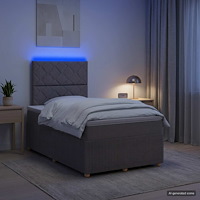 vidaXL LED sängram med madrass med huvudgavel Taupe 120 x 190 cm Tyg