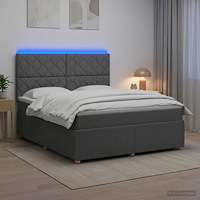 vidaXL LED sängram med madrass med huvudgavel Mörkgrå 180 x 200 cm Tyg