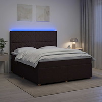 vidaXL LED sängram med madrass Mörkbrun 180 x 200 cm Tyg