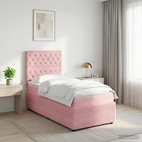 vidaXL LED sängram med madrass med huvudgavel Rosa 80 x 200 cm Sammet