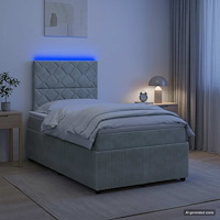 vidaXL LED sängram med madrass Ljusgrå 120 x 190 cm Sammet