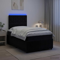 vidaXL LED sängram med madrass Svart 120 x 190 cm Sammet