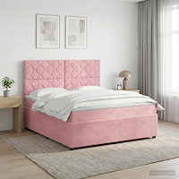 vidaXL LED sängram med madrass med huvudgavel Rosa 140 x 200 cm Sammet