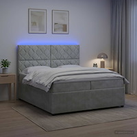 vidaXL LED sängram med madrass Ljusgrå 200 x 200 cm Sammet