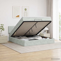 vidaXL Ottoman säng med madrass Ljusgrå 180 x 200 cm Sammet