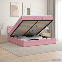 vidaXL Ottoman säng med madrass Rosa 140 x 190 cm Sammet