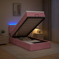 vidaXL Ottoman-säng med madrass och LED Rosa 100 x 200 cm Sammet