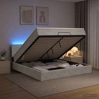 vidaXL Ottoman-säng med madrass och LED Ljusgrå 180 x 200 cm Sammet