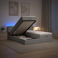 vidaXL Ottoman-säng med madrass och LED Ljusgrå 180 x 200 cm Tyg