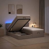 vidaXL Ottoman-säng med madrass och LED Taupe 180 x 200 cm Tyg