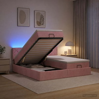 vidaXL Ottoman-säng med madrass och LED Rosa 200 x 200 cm Sammet