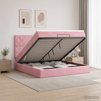 vidaXL Ottoman säng med madrass Rosa 140 x 200 cm Sammet