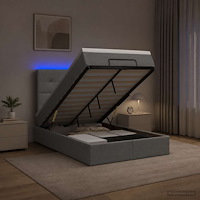vidaXL Ottoman-säng med madrass och LED Ljusgrå 120 x 190 cm Tyg