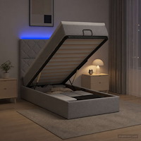 vidaXL Ottoman-säng med madrass och LED Ljusgrå 90 x 200 cm Tyg