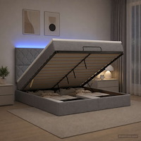 vidaXL Ottoman-säng med madrass och LED Ljusgrå 140 x 200 cm Tyg